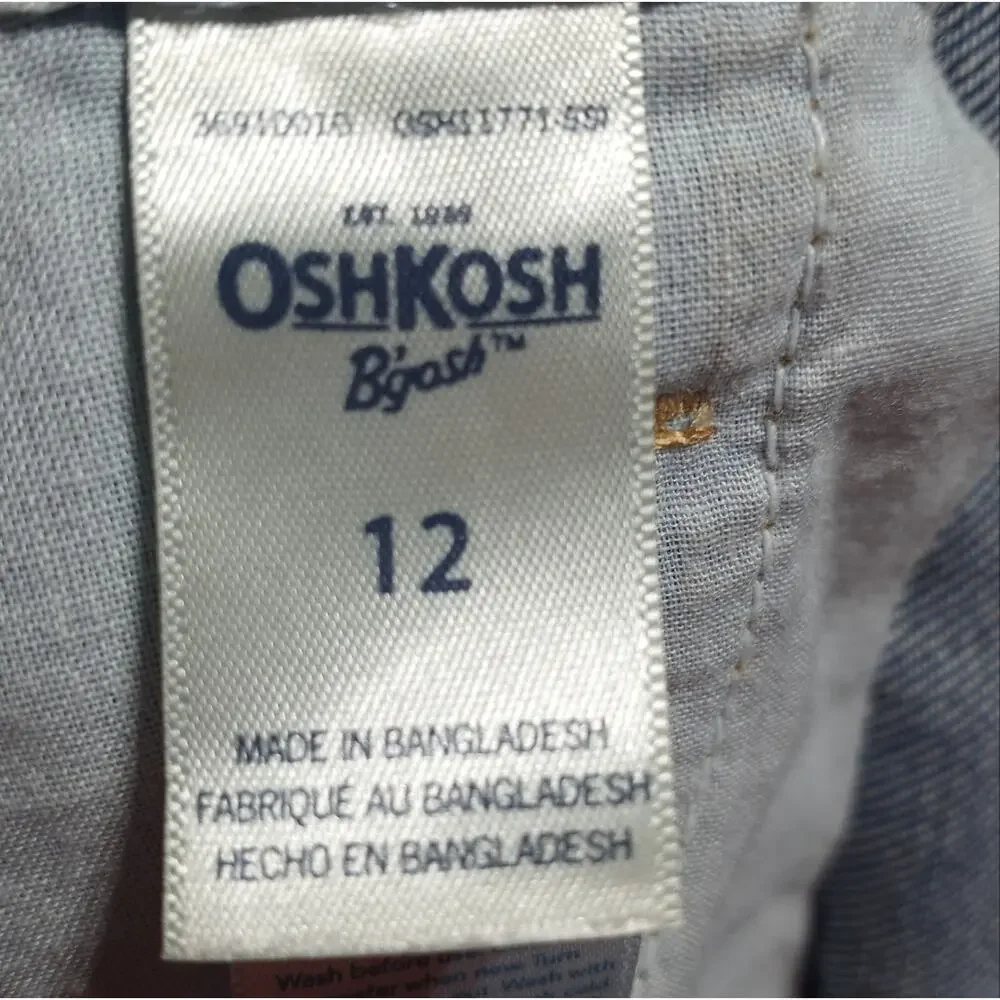 Oshkosh B'gosh Girls Denim Blue Jean Bib Overall Shorts Size Child 12